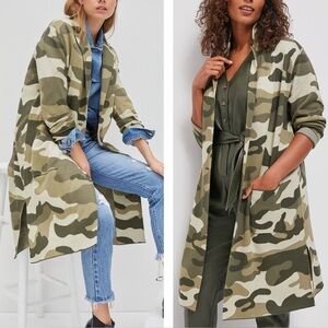Maeve Anthropologie Woman Green Camo Knit Long Cardigan 1X Utility Preppy Grunge